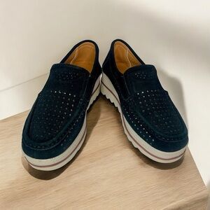 Starella Platform Loafers | Black Suede Slip-On Sneakers | Women’s Size 8–8.5